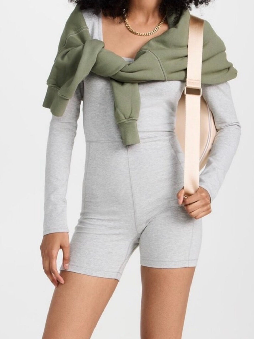 MWL by Madewell Contra Long Sleeve Unitard Heather Grey Size XXL